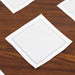 50 Cotton Cocktail Napkins with Black Hemstitched Border - White NAP_BEV_DSPLIN_4X4_WHT