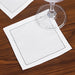 50 Cotton Cocktail Napkins with Black Hemstitched Border - White NAP_BEV_DSPLIN_4X4_WHT