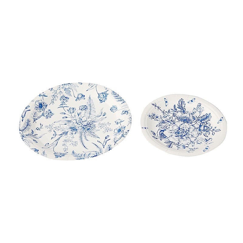 50 Dessert and Dinner Plates - White with Blue French Toile Pattern DSP_PPR0033_SET_BLUE