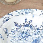 50 Dessert and Dinner Plates - White with Blue French Toile Pattern DSP_PPR0033_SET_BLUE