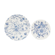 50 Dessert and Dinner Plates - White with Blue French Toile Pattern DSP_PPR0033_SET_BLUE