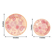 50 Dessert and Dinner Plates with Gold Rim - Dusty Rose Spring Floral Print DSP_PPR0032_SET_080