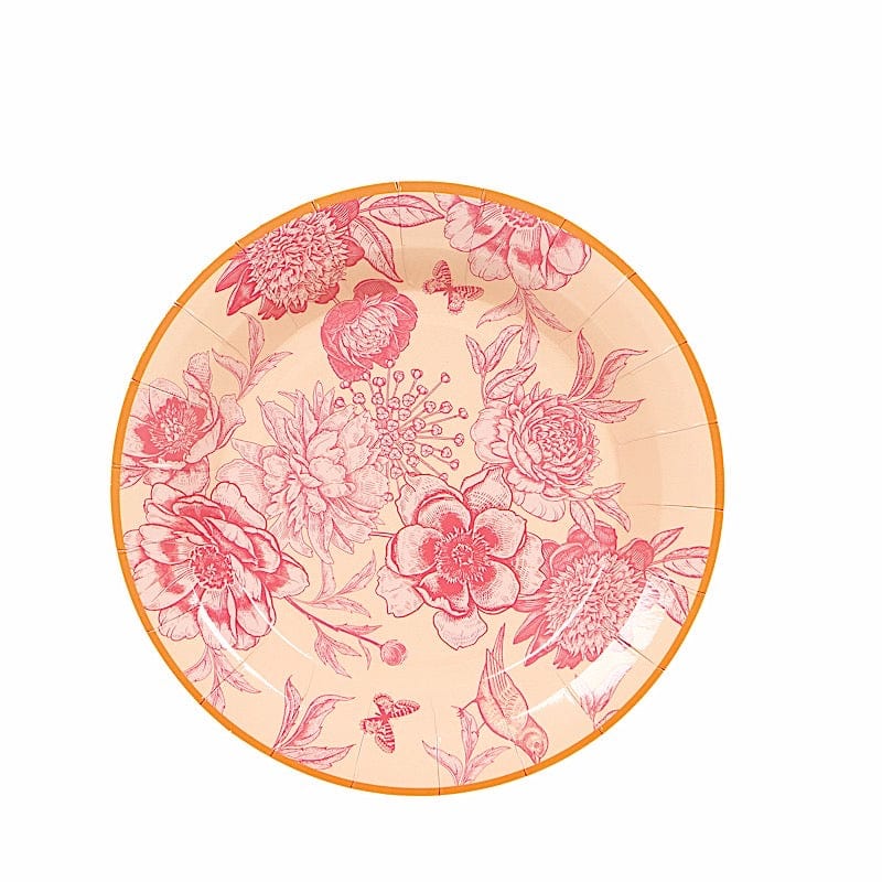 50 Dessert and Dinner Plates with Gold Rim - Dusty Rose Spring Floral Print DSP_PPR0032_SET_080