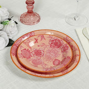 50 Dessert and Dinner Plates with Gold Rim - Dusty Rose Spring Floral Print DSP_PPR0032_SET_080