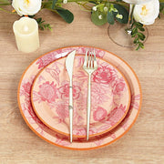 50 Dessert and Dinner Plates with Gold Rim - Dusty Rose Spring Floral Print DSP_PPR0032_SET_080