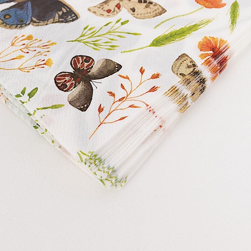 50 Disposable 2 Ply Paper Napkins Field Herbs and Butterfly Print - Assorted NAP_BEV12_IVR