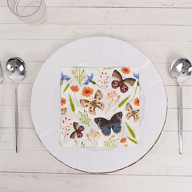 50 Disposable 2 Ply Paper Napkins Field Herbs and Butterfly Print - Assorted NAP_BEV12_IVR