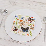50 Disposable 2 Ply Paper Napkins Field Herbs and Butterfly Print - Assorted NAP_BEV12_IVR