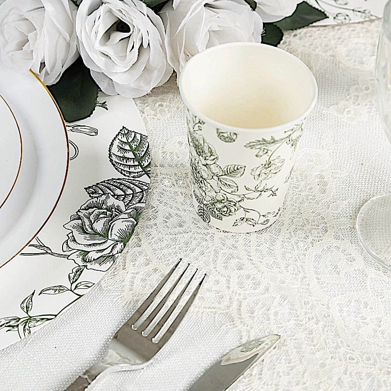 50 Disposable 9 oz French Toile Paper Cups - White