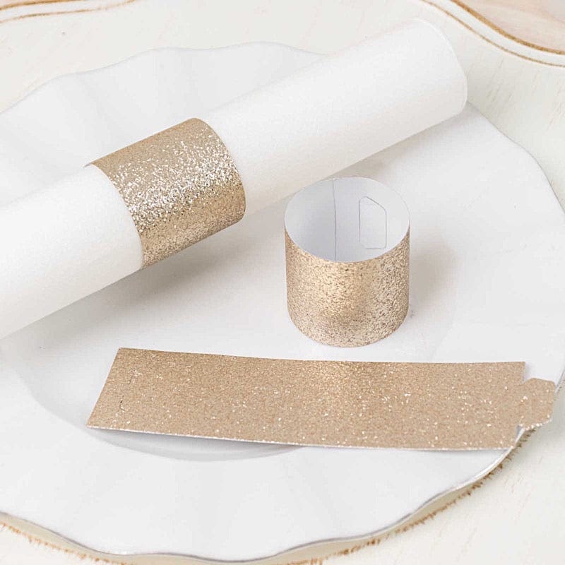 50 Disposable Glitter Paper Napkin Rings