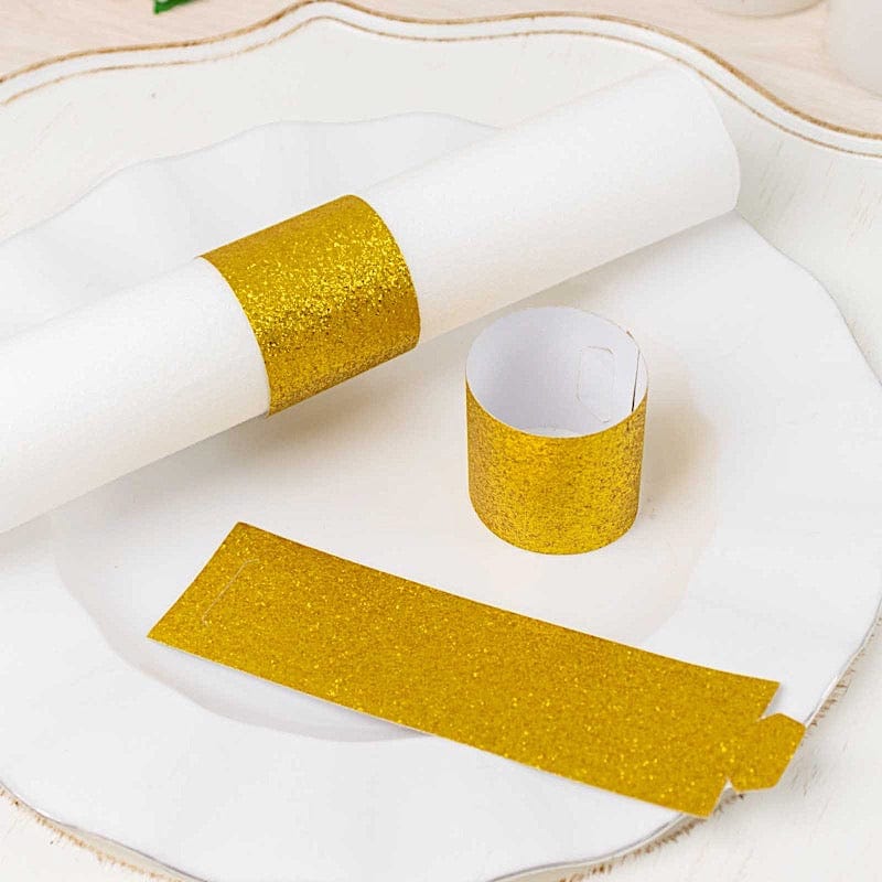 50 Disposable Glitter Paper Napkin Rings