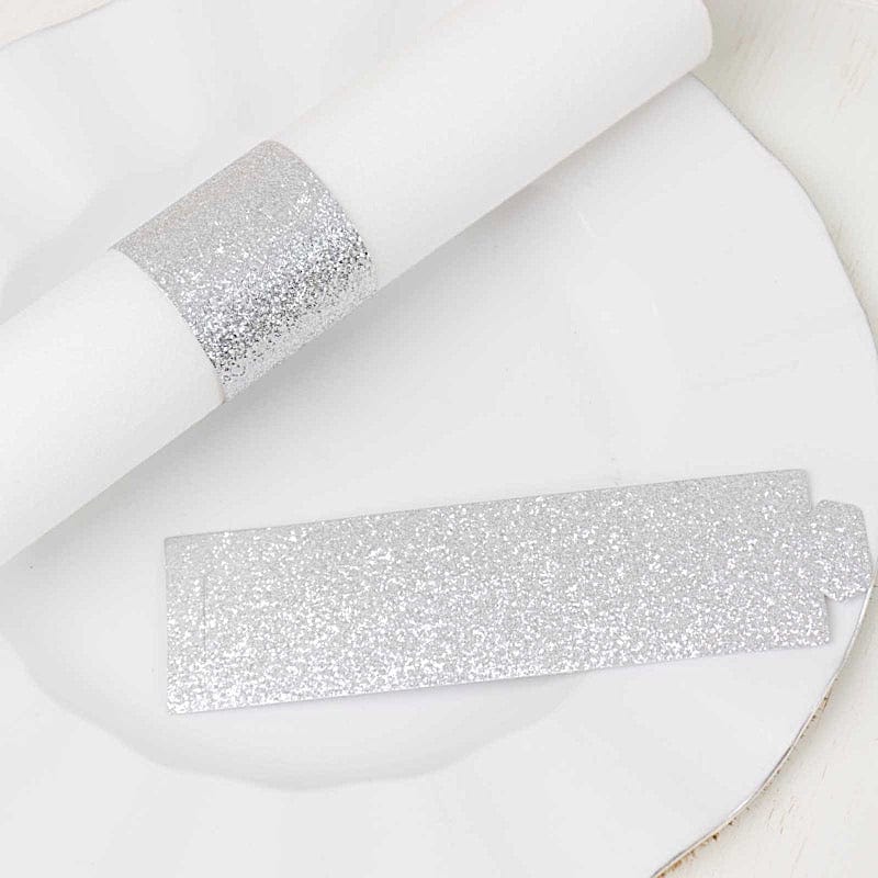 50 Disposable Glitter Paper Napkin Rings