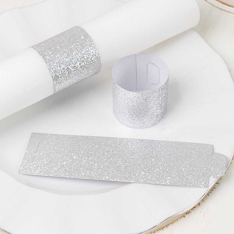 50 Disposable Glitter Paper Napkin Rings