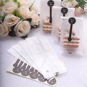 50 Dotted Plastic Party Favor Treat Bags with "Thank You" Paper Stickers - Clear and Black BAG_PVC04_6X9_CLR