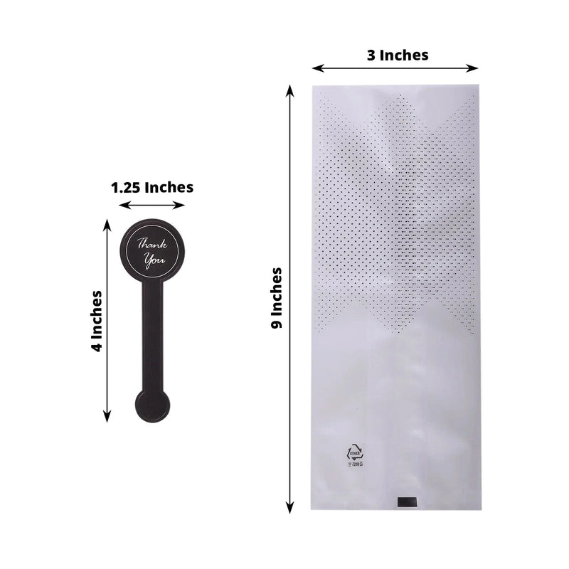 50 Dotted Plastic Party Favor Treat Bags with "Thank You" Paper Stickers - Clear and Black BAG_PVC04_6X9_CLR
