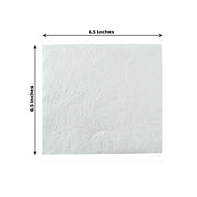50 Embossed Paper Cocktail Napkins with French Swirl Pattern - White NAP_BEV_EMB01_6_WHT