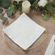 50 Embossed Paper Cocktail Napkins with French Swirl Pattern - White NAP_BEV_EMB01_6_WHT