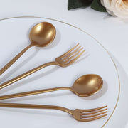 50 Heavy Duty Plastic Dessert Forks and Spoons - Gold DSP_YY0012A_7_GOLD