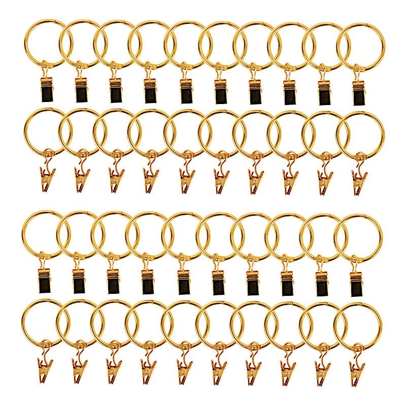 50 Metal Openable Drapery Curtain Rings with Clips
