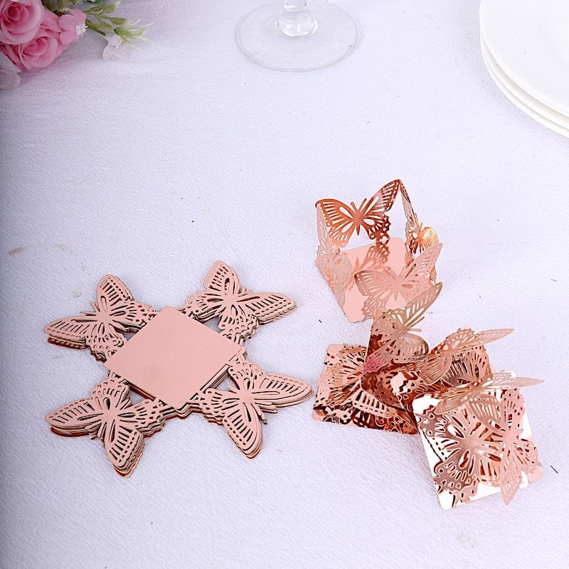 50 Metallic 4" Butterfly Mini Square Paper Cupcake Dessert Liners - Gold