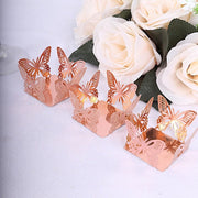 50 Metallic 4" Butterfly Mini Square Paper Cupcake Dessert Liners - Gold