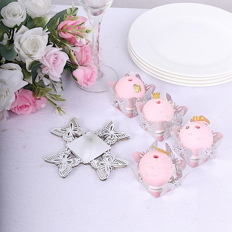 50 Metallic 4" Butterfly Mini Square Paper Cupcake Dessert Liners - Gold
