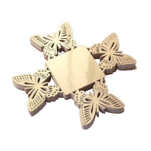 50 Metallic 4" Butterfly Mini Square Paper Cupcake Dessert Liners - Gold CAKE_WRAP_PAP04_GOLD