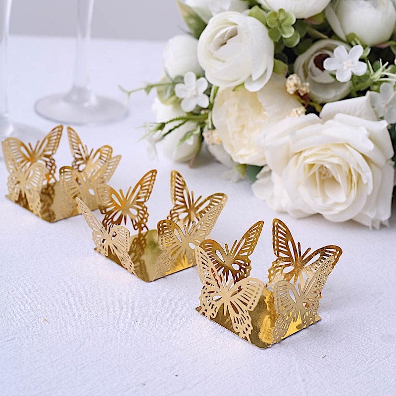 50 Metallic 4" Butterfly Mini Square Paper Cupcake Dessert Liners - Gold CAKE_WRAP_PAP04_GOLD