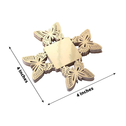 50 Metallic 4" Butterfly Mini Square Paper Cupcake Dessert Liners - Gold CAKE_WRAP_PAP04_GOLD