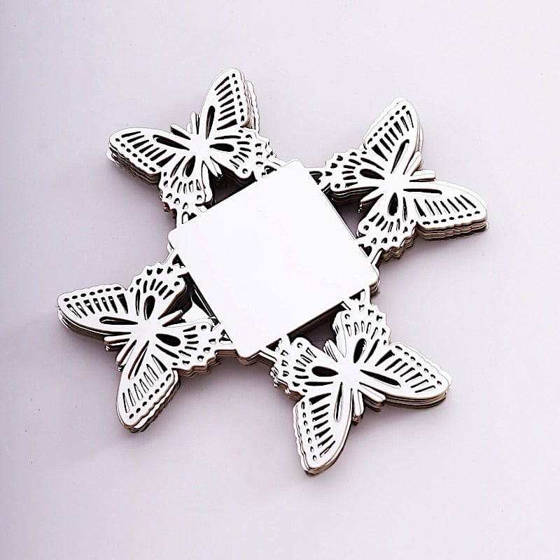 50 Metallic 4" Butterfly Mini Square Paper Cupcake Dessert Liners - Gold CAKE_WRAP_PAP04_SILV