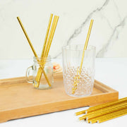 50 Metallic 8" Disposable Food Grade Drinking Paper Straws - Gold STRAW_YY34_GOLD