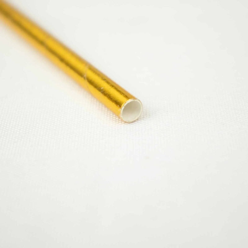 50 Metallic 8" Disposable Food Grade Drinking Paper Straws - Gold STRAW_YY34_GOLD