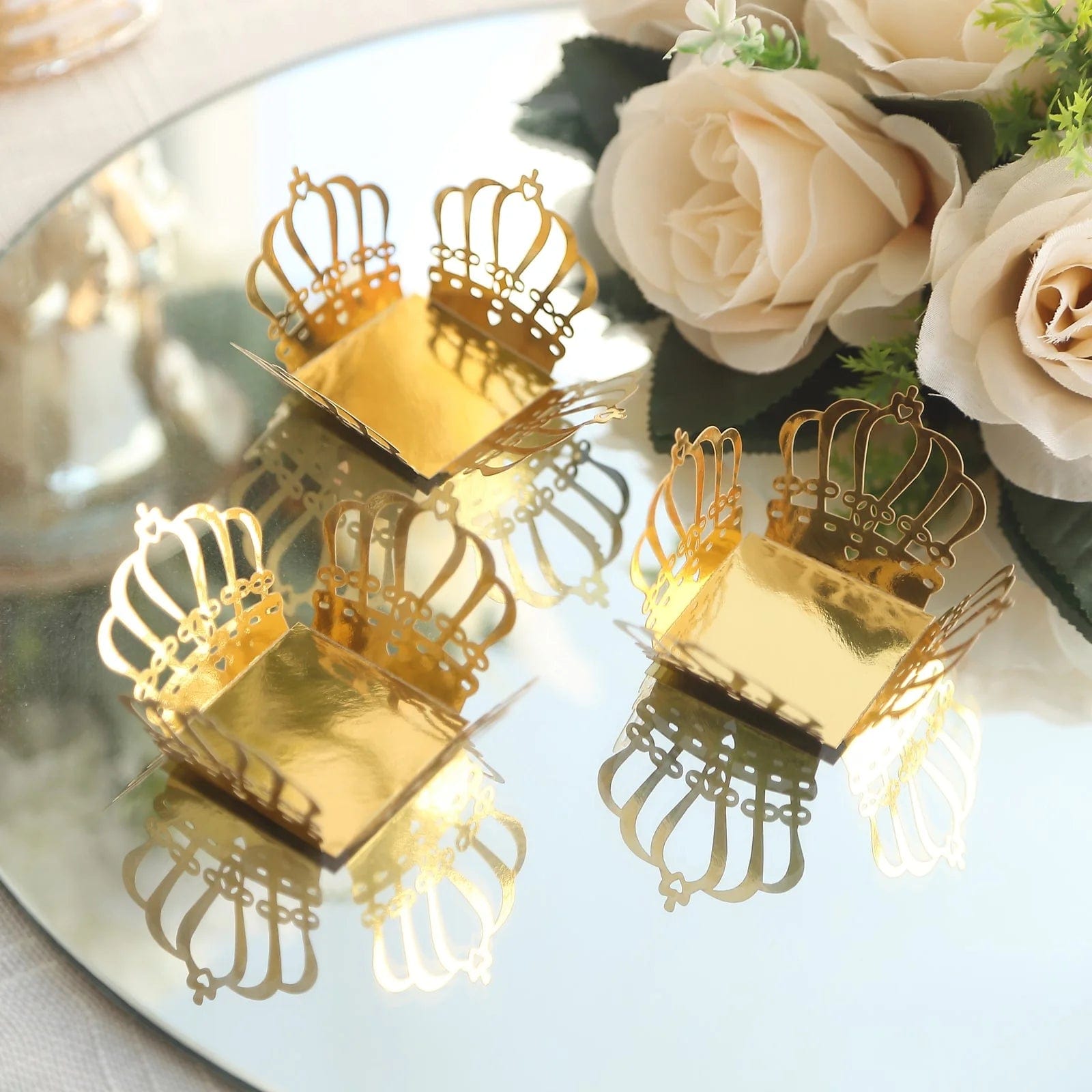 50 Mini Metallic Crown Truffle Cup Dessert Liners - Gold CAKE_WRAP_PAP06_GOLD