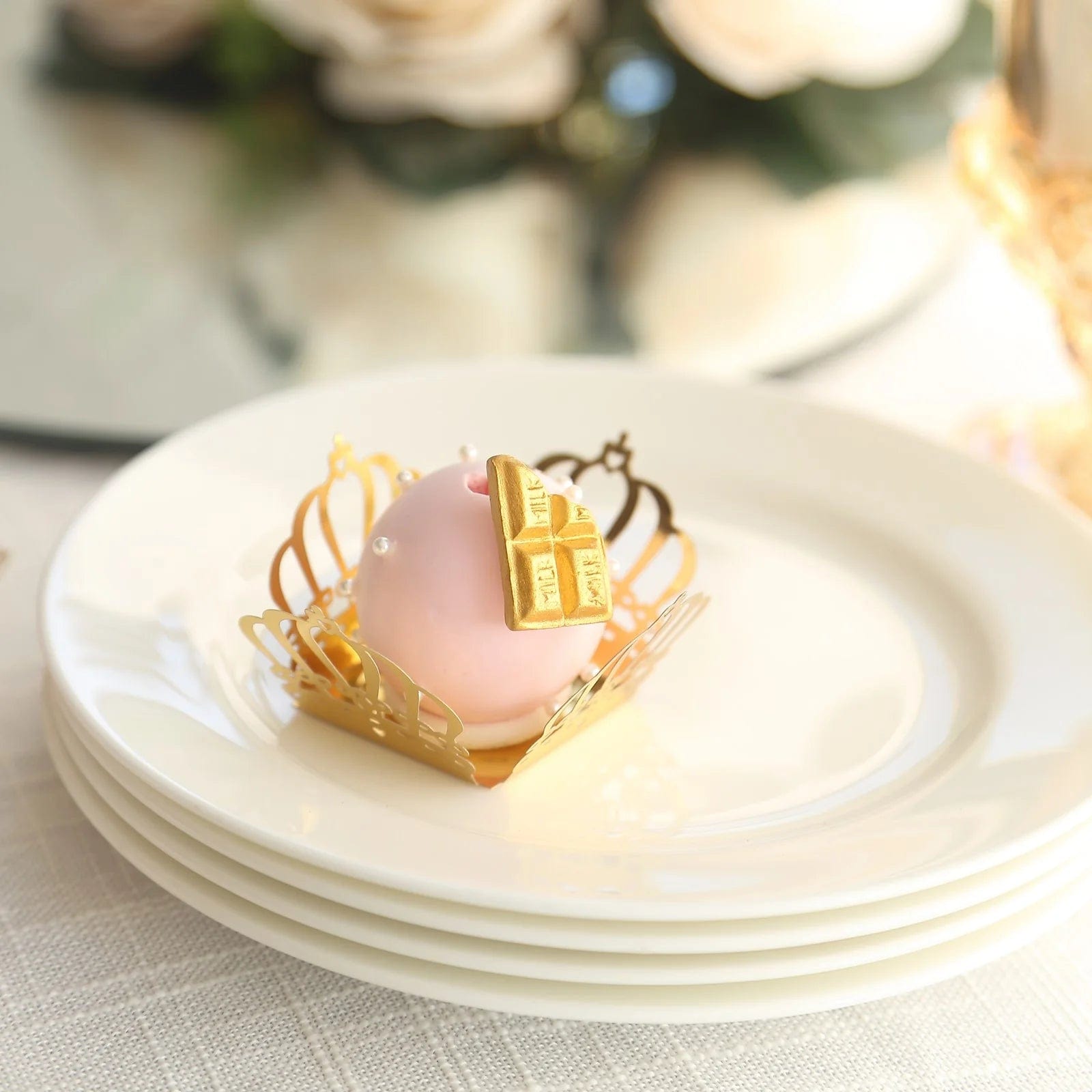 50 Mini Metallic Crown Truffle Cup Dessert Liners - Gold CAKE_WRAP_PAP06_GOLD