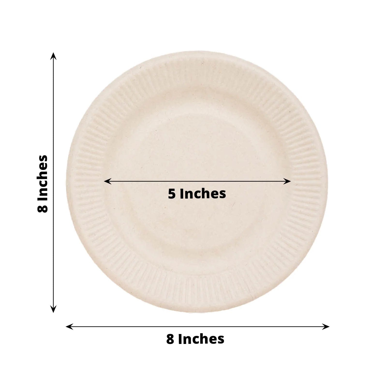50 Natural Bagasse Round Dessert Plates - Disposable Tableware