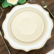 50 Natural Bagasse Round Dessert Plates - Disposable Tableware