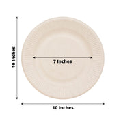 50 Natural Bagasse Round Dessert Plates - Disposable Tableware