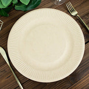 50 Natural Bagasse Round Dessert Plates - Disposable Tableware