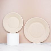 50 Natural Bagasse Round Dessert Plates - Disposable Tableware
