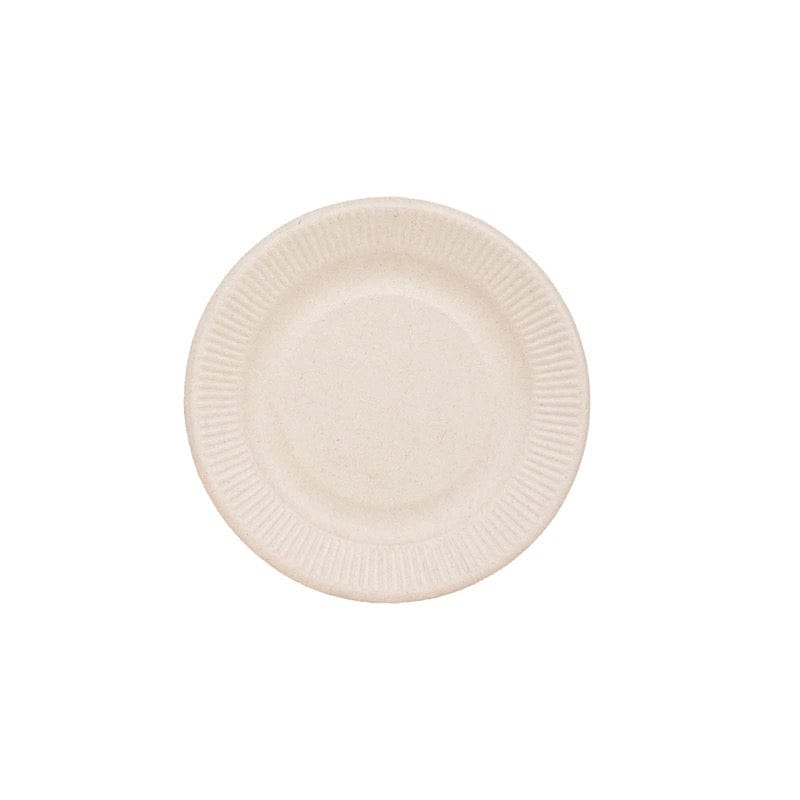 50 Natural Bagasse Round Dessert Plates - Disposable Tableware DSP_BPR001_10_NAT