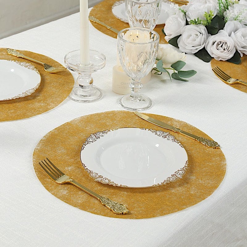 50 Non-Woven 13" Mesh Fiber Disposable Round Placemats
