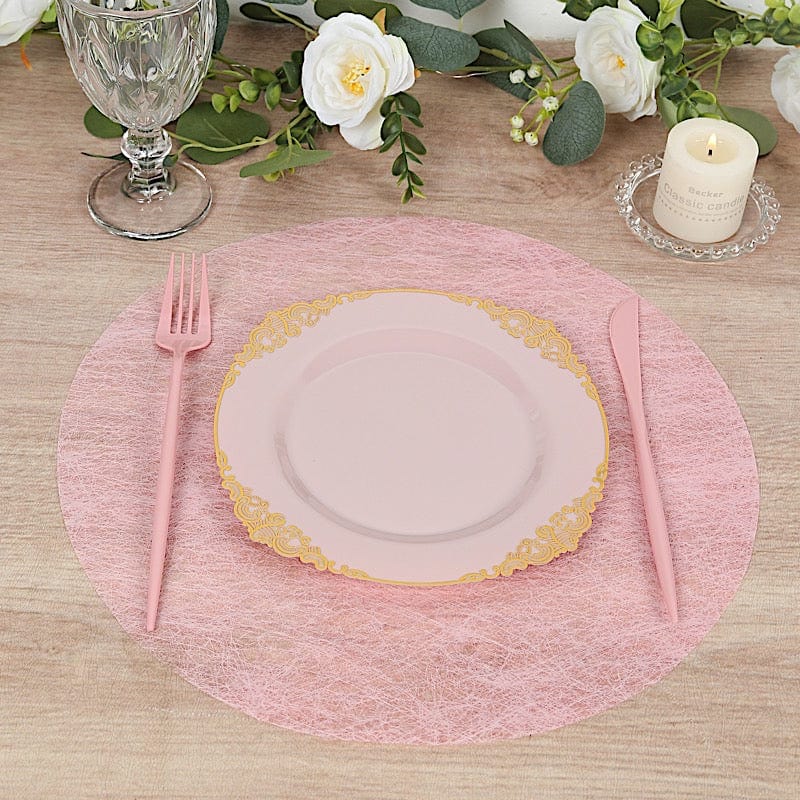 50 Non-Woven 13" Mesh Fiber Disposable Round Placemats