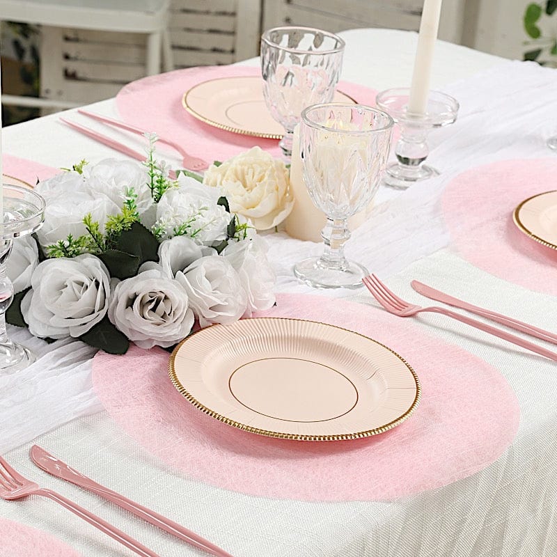 50 Non-Woven 13" Mesh Fiber Disposable Round Placemats