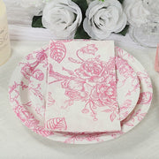 50 Paper 2-Ply Dinner Napkins in French Toile Floral Pattern