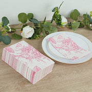 50 Paper 2-Ply Dinner Napkins in French Toile Floral Pattern