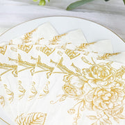 50 Paper 2-Ply Dinner Napkins in French Toile Floral Pattern