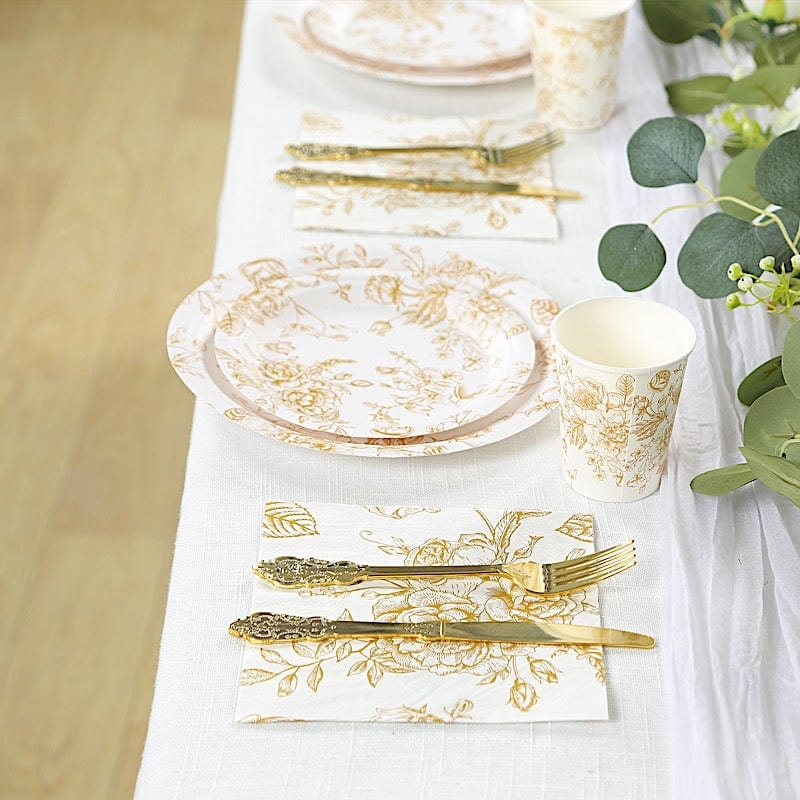 50 Paper 2-Ply Dinner Napkins in French Toile Floral Pattern