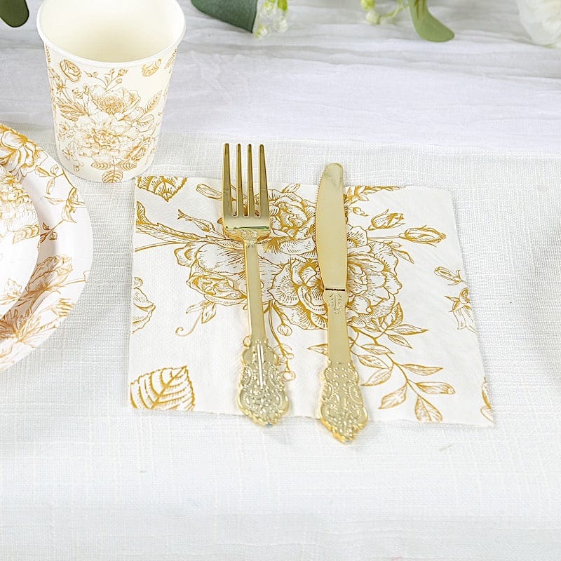 50 Paper 2-Ply Dinner Napkins in French Toile Floral Pattern