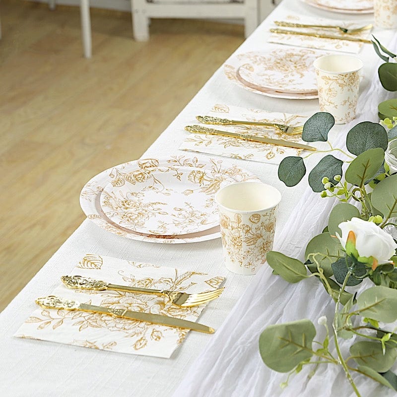 50 Paper 2-Ply Dinner Napkins in French Toile Floral Pattern
