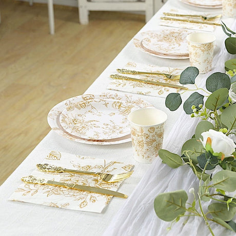 50 Paper 2-Ply Dinner Napkins in French Toile Floral Pattern